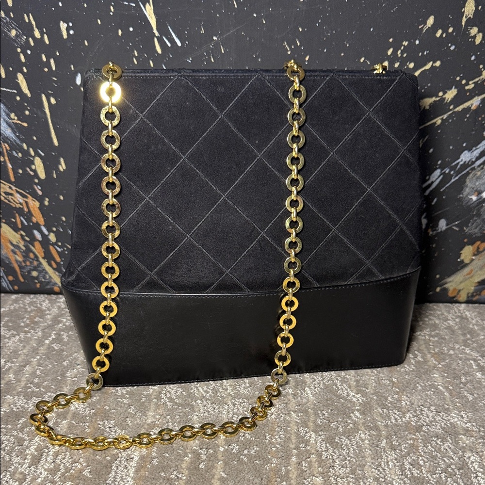 Salvatore Ferragamo Black and Gold Shoulder Bag